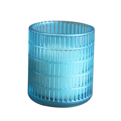 New design blue glass candle jar candle holder home decorative customizable logo