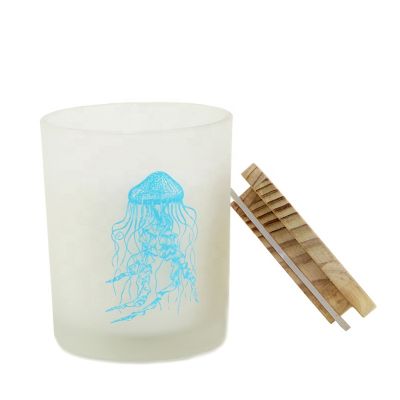 High quality white glass candle jar candle holder with wood lid