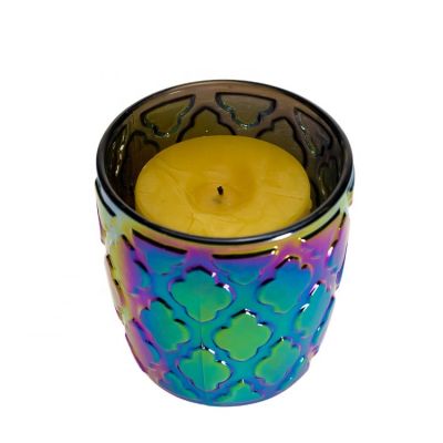 Coloured Shiny Glass Candle Holder 180 ml 6oz Glass Coloured Candle Jar For Christmas