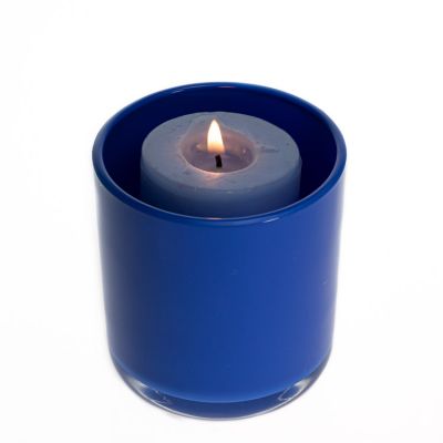 Wholesale Glass Candle Holder 500ml Blue Color Candle Container For Decoration