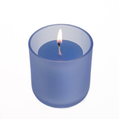 Round Shape Candle Container Blue Color 10 oz Glass Candle Holders For Sale