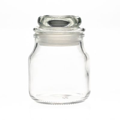 Supplier Wholesale 120ml 4oz Round Clear Empty Storage Container Glass Soy Candle Jar with Glass lid