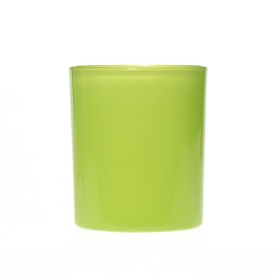 Luxury Custom Design 7oz Cylinder Round Empty Green Glass Candle Holder / Candle jars Wholesale for Home decor