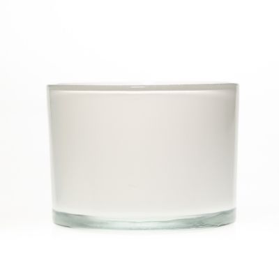 OEM Custom Brand Logo 500ml Empty White Round Glass Votive Holder / Empty Candle Jar Wholesale