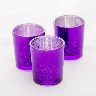 Purple tealight candleholder colored mercury glass votive candle holders