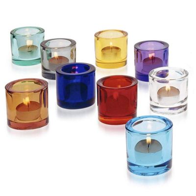 colored votive glass tea light candleholders heavy thick glass tealight holder