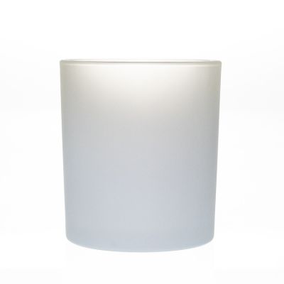 Commercial Use 300ml Room Decorative Empty Cylinder Round Frosted Colorful Glass Candle Jar