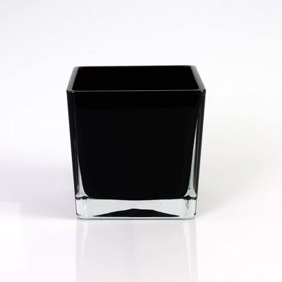 colored glass votive candleholders 8cm square black tealight glass candle holder