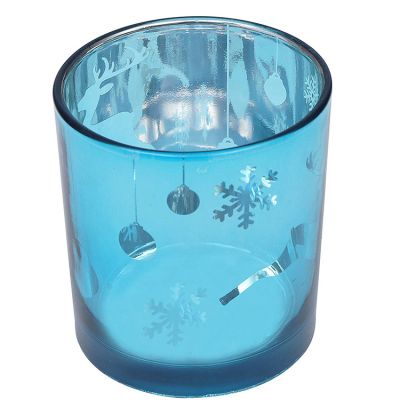 Mercury Tealight Candleholder Blue Glass Votive Candle Holders for Christmas decoration