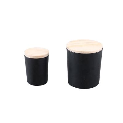 hot sale tumbler 4oz 6oz 8oz empty massage Matte recycled scented luxury black glass candle jars with aluminum lids