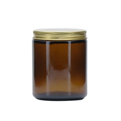 Custom Logo 8oz 250ml Cosmetic Packaging Bottles Amber Glass Jar Candle Jars With Metal Lid