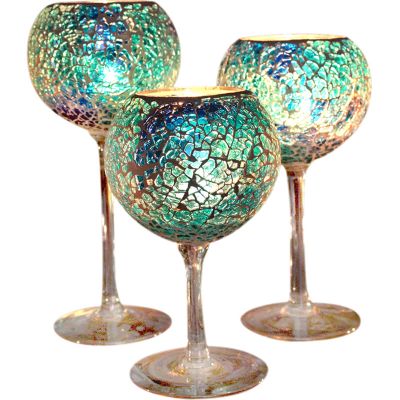 European style House Decorative Tall Mosaic Long-Stemmed Glass Candle Holder