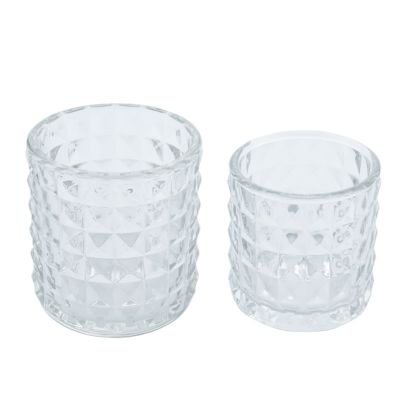 Classic clear 150ml 250ml round lattice pattern glass candle jar candle container