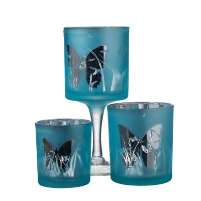 Unique Electroplated Home Decoration Tea Light Decorative Glass Candle Holder Set