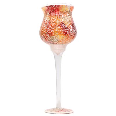 Wholesale House Decor Tall Long Stem Luxury Glass Goblet Candle Holder Jar