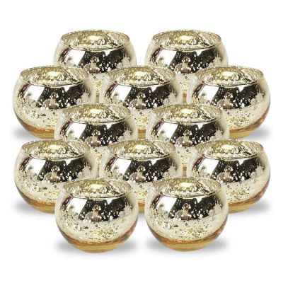 Wholesale Crackle Gold Tealight Mercury Glass Candle Holders