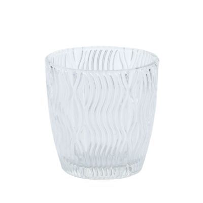 Hot Sales Ripple Engraved Design Household Candle Holder Clear Glass Candle Jars For Candle Making