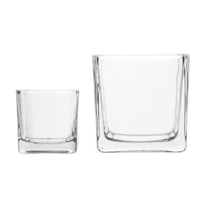 Hot Sale 70ml Transparent Empty Square Glass Cube Candle Holders In Bulk