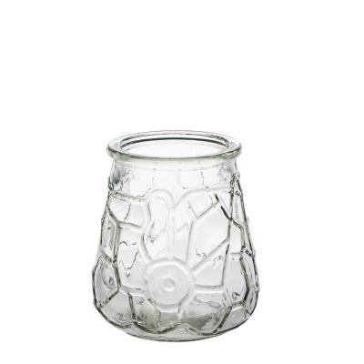 Fast Delivery 200ml Engraving Transparent Empty Round Modern Candle Glass Holder