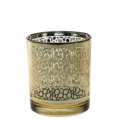 Excellent Quality 400ml Luxury Round Decorative Gold Candle Glass Holder