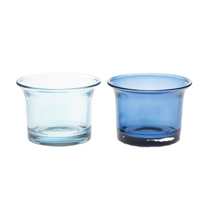 Factory Price Customized 50ml Empty Colored Glass Blue Round Candle Holders