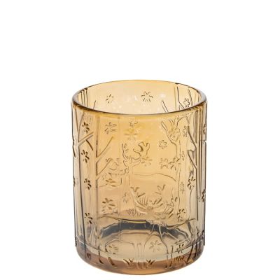 Factory Outlet Cylindrical Glass Candle Holder Amber Glass Candle Jar For Air Freshener