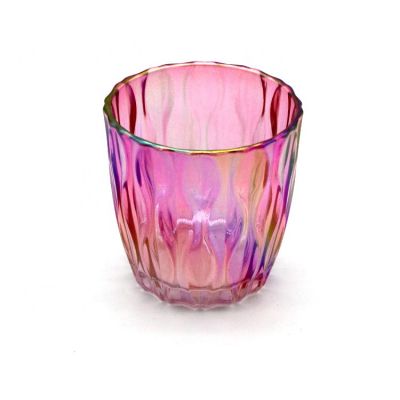 Good Quality Multi-Colored Multicoloured Plating Advanced Glass Candle Holder With Lid