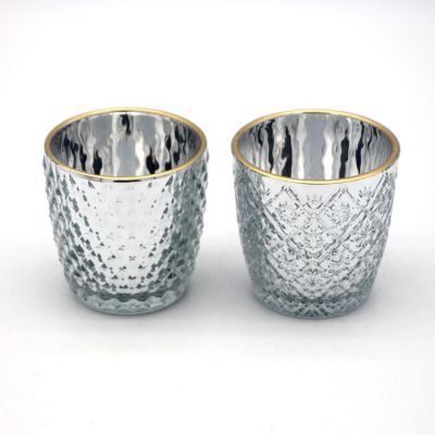 High Quality Multi-Colored Gold-Rimmed Luxurious Glass Glass Candle Holder