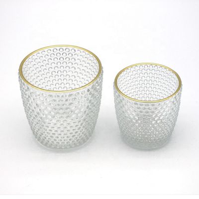 Wholesale Price Multi-Colored Gold-Rimmed Advanced Glass Transparent Glass Candle Holder