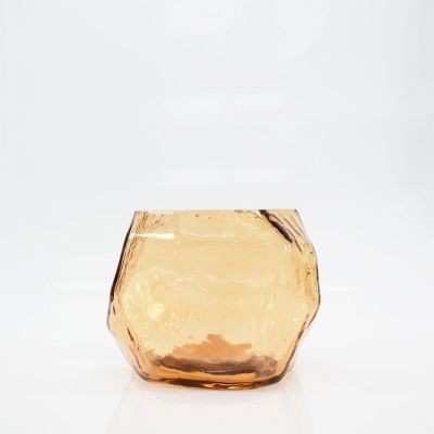 Wholesale Irregularorange transparent bell shaped crystal glass votive candle holder