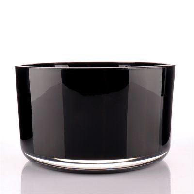 Wholesale Luxury 3 Wicks 13 oz Large Black Round Soy Glass Candle Jars With Lids In Bulk