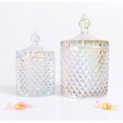 Wholesale Luxury Unique Iridescent Pineapple Shape Glass Candle Containers Jars with Lids for Candles Making
