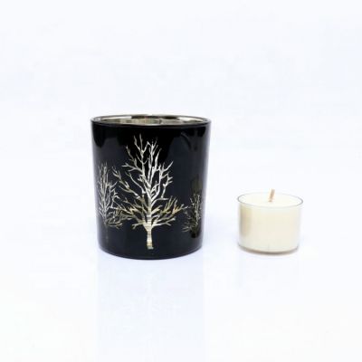Black Luxury Christmas Tree Scented Votive Glass Holders Unique Candle Jars