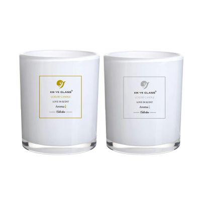 Different sizes and personalised logo available 10 oz candle container with lid custom matte white candle jars glass