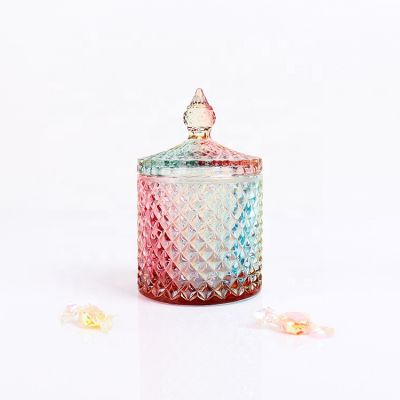 Luxury Colorful Rainbow Iridescent Heat Resistant Empty Candle Glass