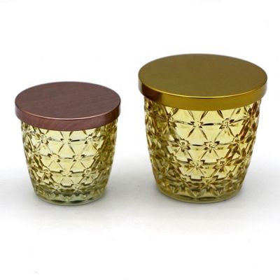 Popular Multi-Colored Electroplate Gold Beautifully Glass Glass Jar With Lid