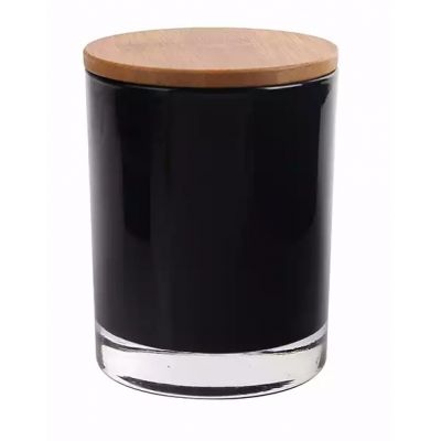 High quality different sizes and custom logo available black glass candle jars with lids