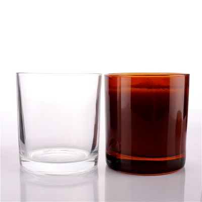 8oz Empty Amber Transparent Custom Logo Printing Glass Candle Jars With Lids For Candle Making