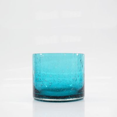 8oz blue mosaic glass candle holder crustal glass candle jar with air bubble