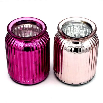 Factory Direct Sales Multi-Colored Multicoloured Plating Beautifully Glass Bamboo Lid Glass Candle Jar