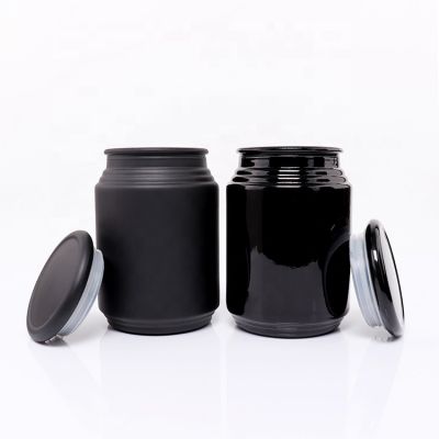 Empty Recycled Black Seal Lock Lids and Large Glass Jars For Candle Making