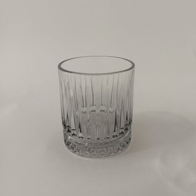 In 2021, Grey Stripe popular Retro Style Candle glass can can be used for family decoration restaurant candlelight dinner