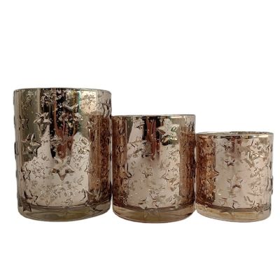 Simple electroplating Rose Gold Christmas candle jar for Christmas decoration candlelight dinner ornaments