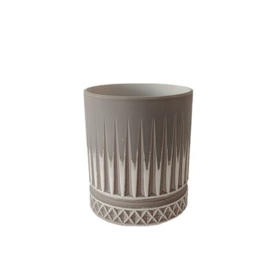 Grey household vertical stripe candle glass jar can with retro style and high color value can be used for home decoration