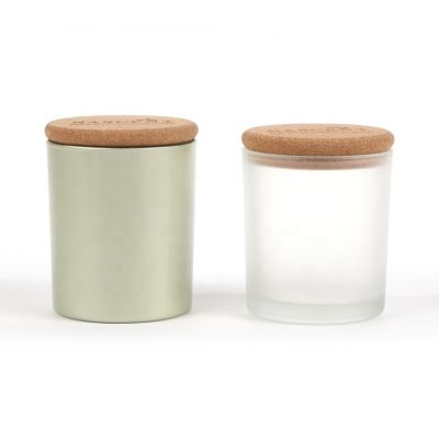 200ml frosted glass cup for candles with wooden cap