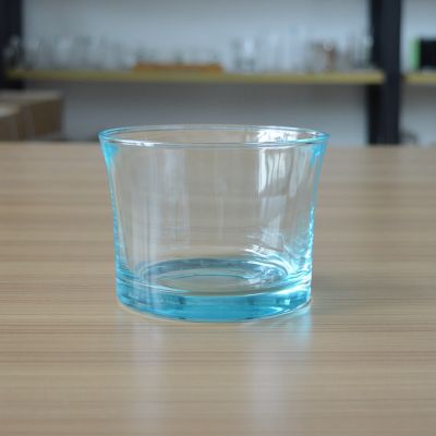 Customized blue colored glass candle jar with 500ml volume