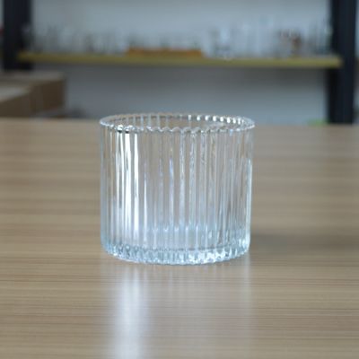 Cheap ribbed glass container for candle with 500ml capactiy