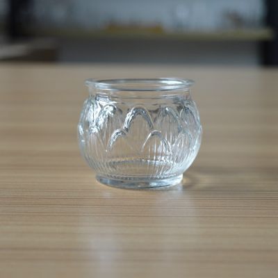Home decoration lotus small glass candle containers for church/home use