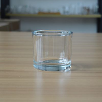 Simple round thick wall glass candle container with 260ml volume