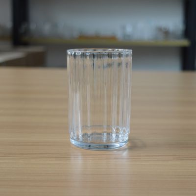 Classic cheap stria/ribbed glass cup for candle